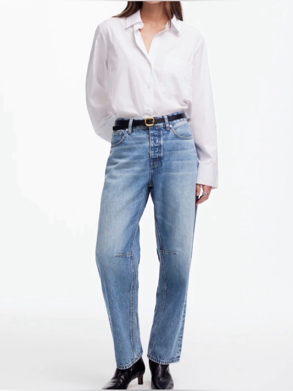 Madewell Darted Barrel Leg Jean Sz. 32 Dobbins wash